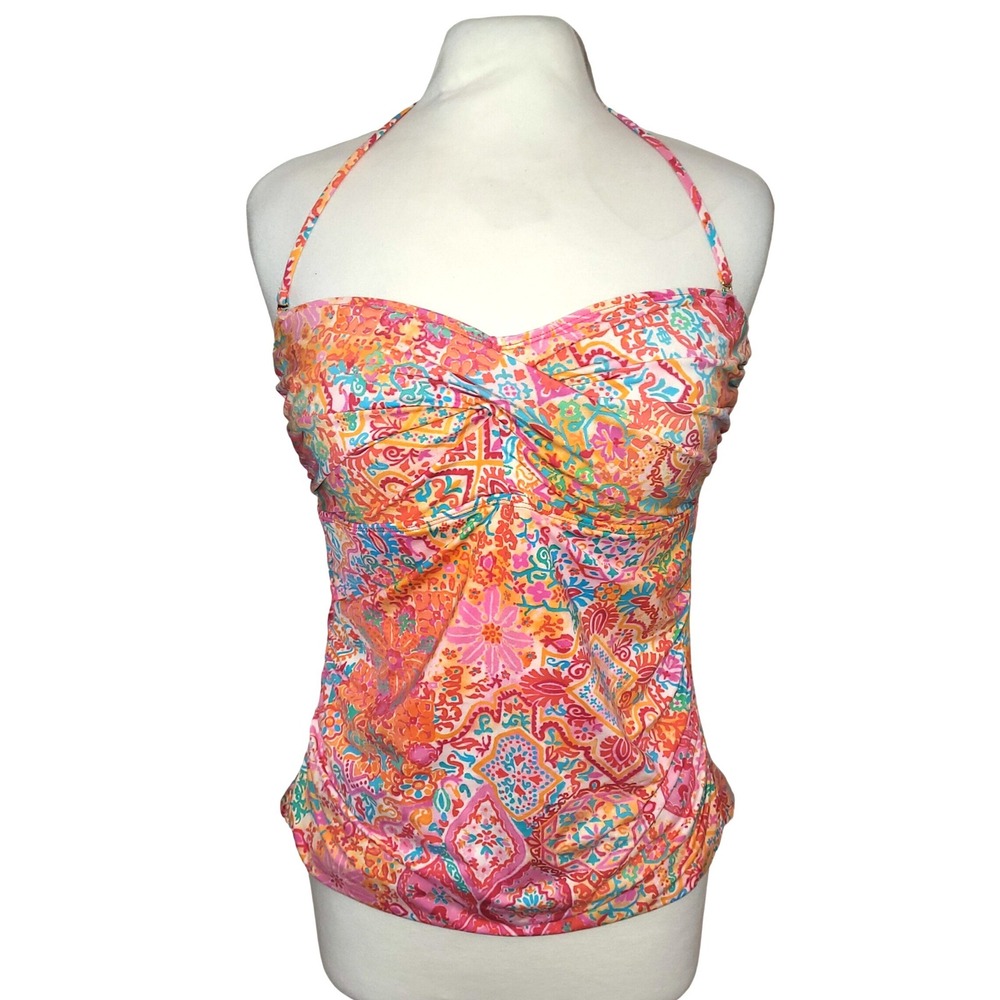 Lauren Ralph Lauren Sunrise Paisley Twist Front Ruched Tankini Swim Top 14